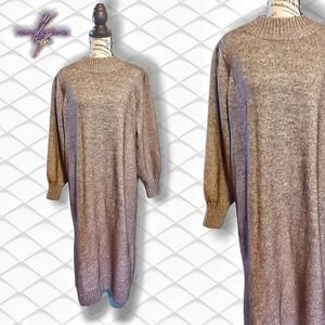 Monki ASOS Long Sleeve Wool Ribbed Sweater Dress, XL